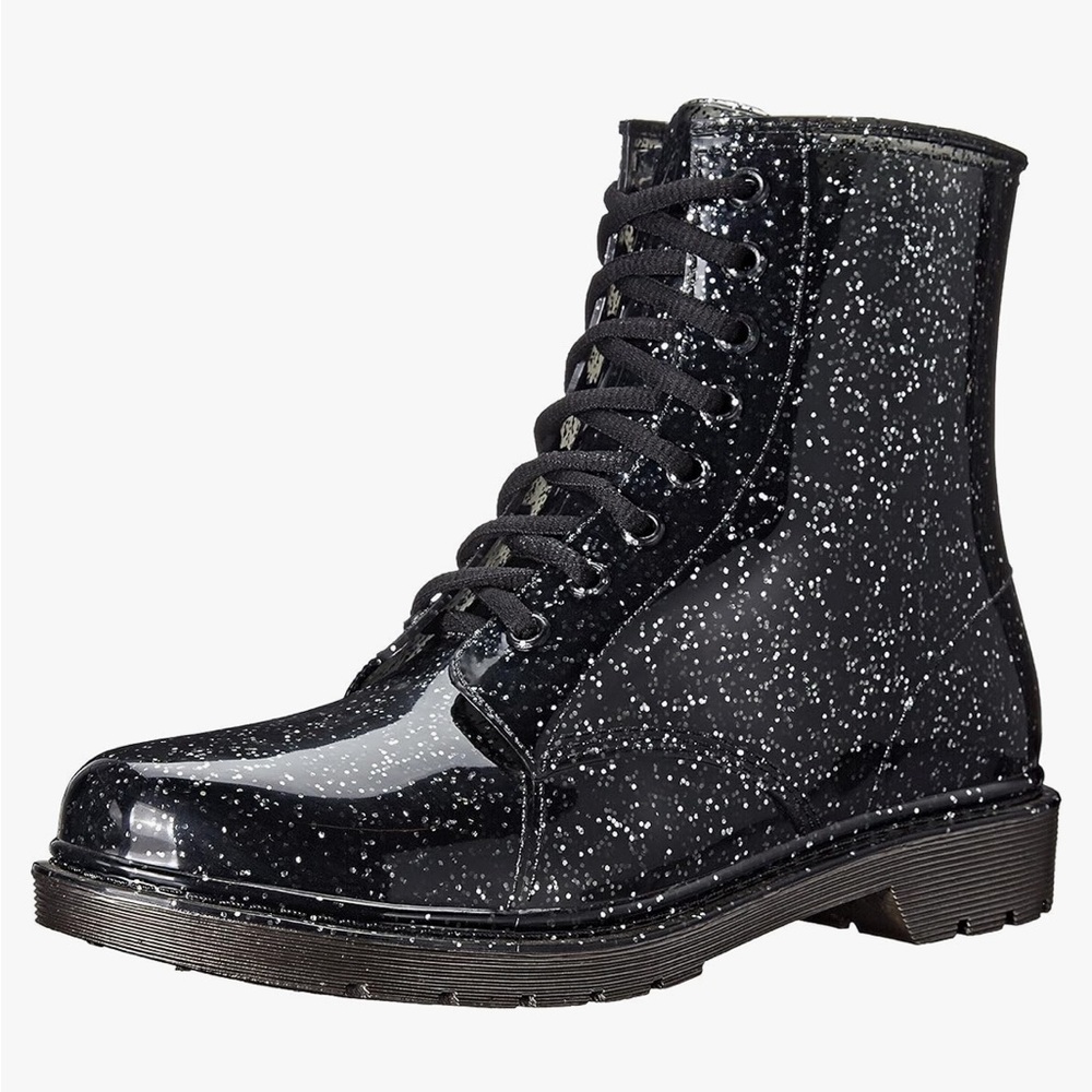 Circus Women's Black Speckled Lace-Up Rain Boots by Sam Edelman size 9